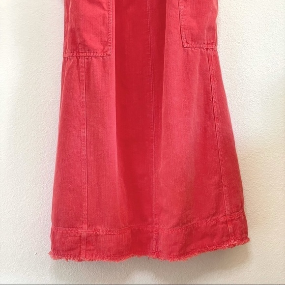 NWT Anthropologie Pilcro Linen Flutter Sleeve Midi Apron Dress Red XXS - Small - Picture 10 of 15